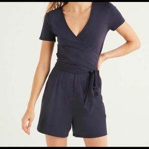 BODEN EUC Caroline Jersey Romper Navy Blue